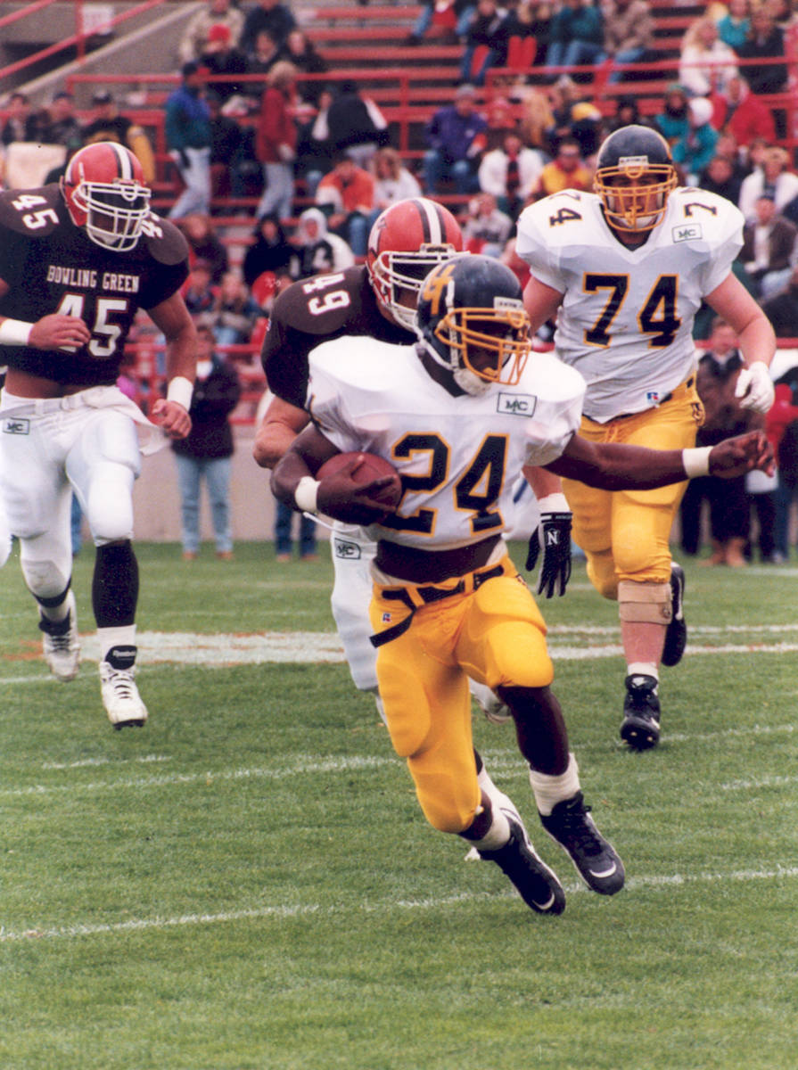 Wasean Tait set Mid-American Conference rushing records in 1995. Photo courtesy of University o ...
