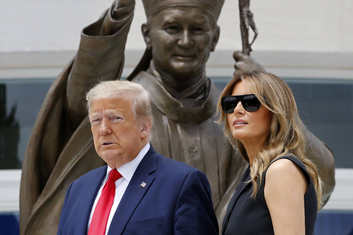 President Donald Trump and first lady Melania Trump visit Saint John Paul II National Shrine, T ...
