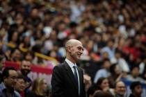 In this Oct. 8, 2019 file photo, NBA Commissioner Adam Silver is introduced during an NBA prese ...