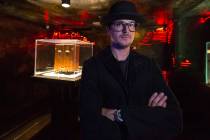 Ghost hunter Zak Bagans poses with his Dybbuk Box, known as the world's most haunted object, at ...