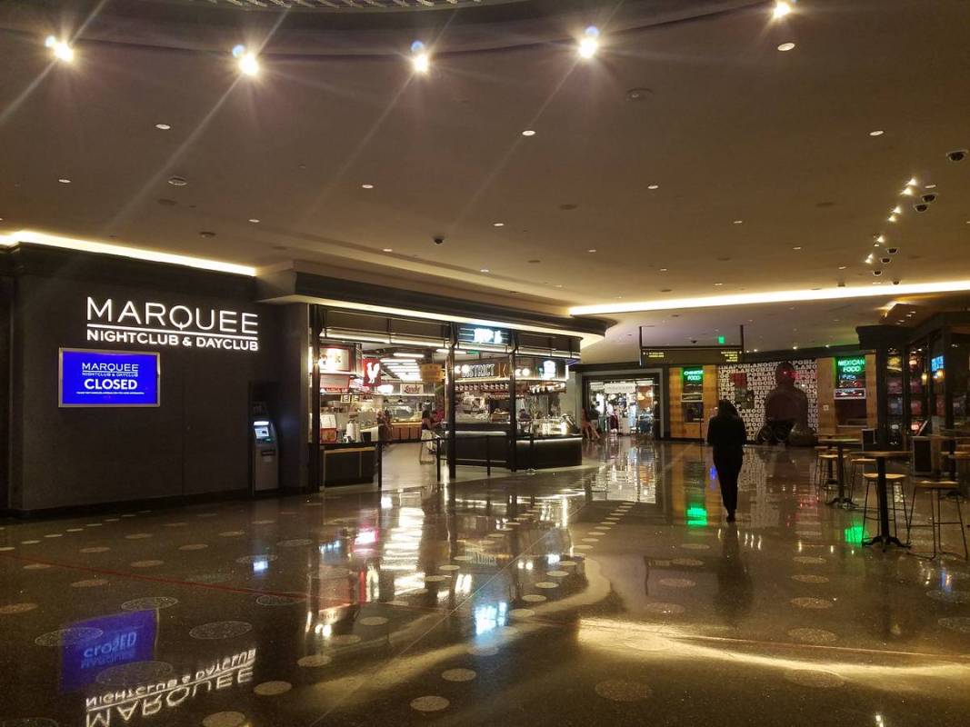 A quiet walk past Marquee Nightclub & Dayclub at the Cosmopolitan of Las Vegas on Thursday afte ...