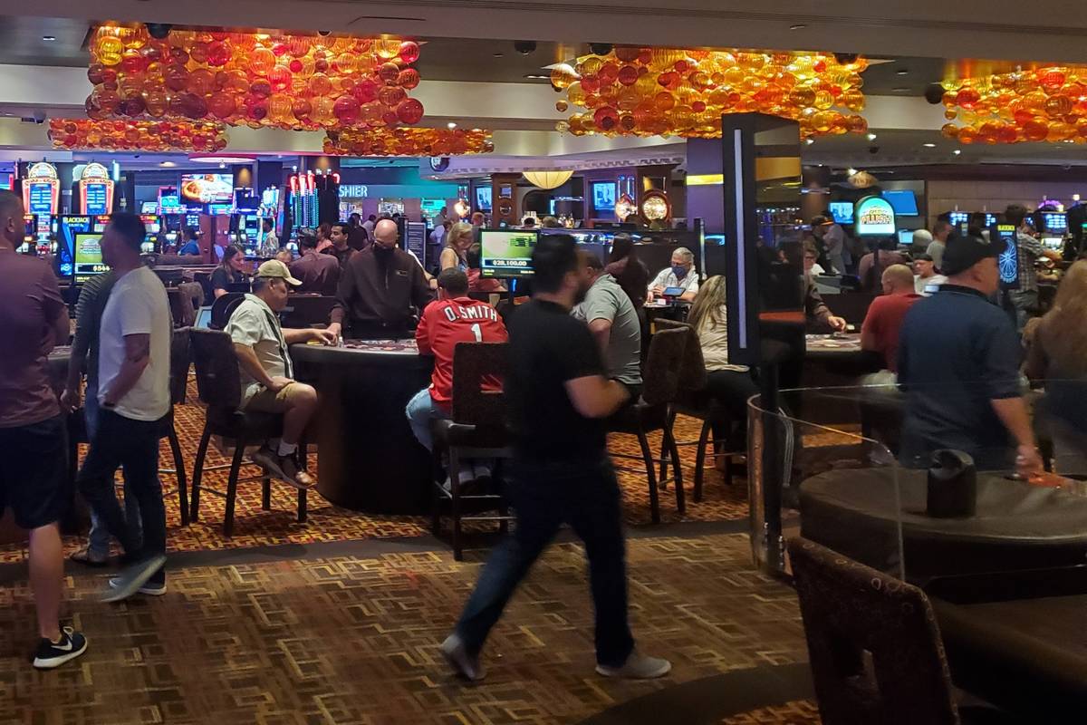 Visitors walk inside the Golden Nugget in downtown Las Vegas early Thursday, June 4, 2020. (Cha ...