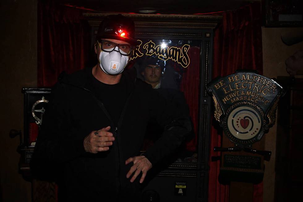 Zak Bagans wears a mask during the production of "Ghost Adventures: Quarantine." (Tra ...