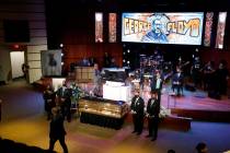 Guests gather at North Central University Thursday, June 4, 2020, before a memorial service for ...