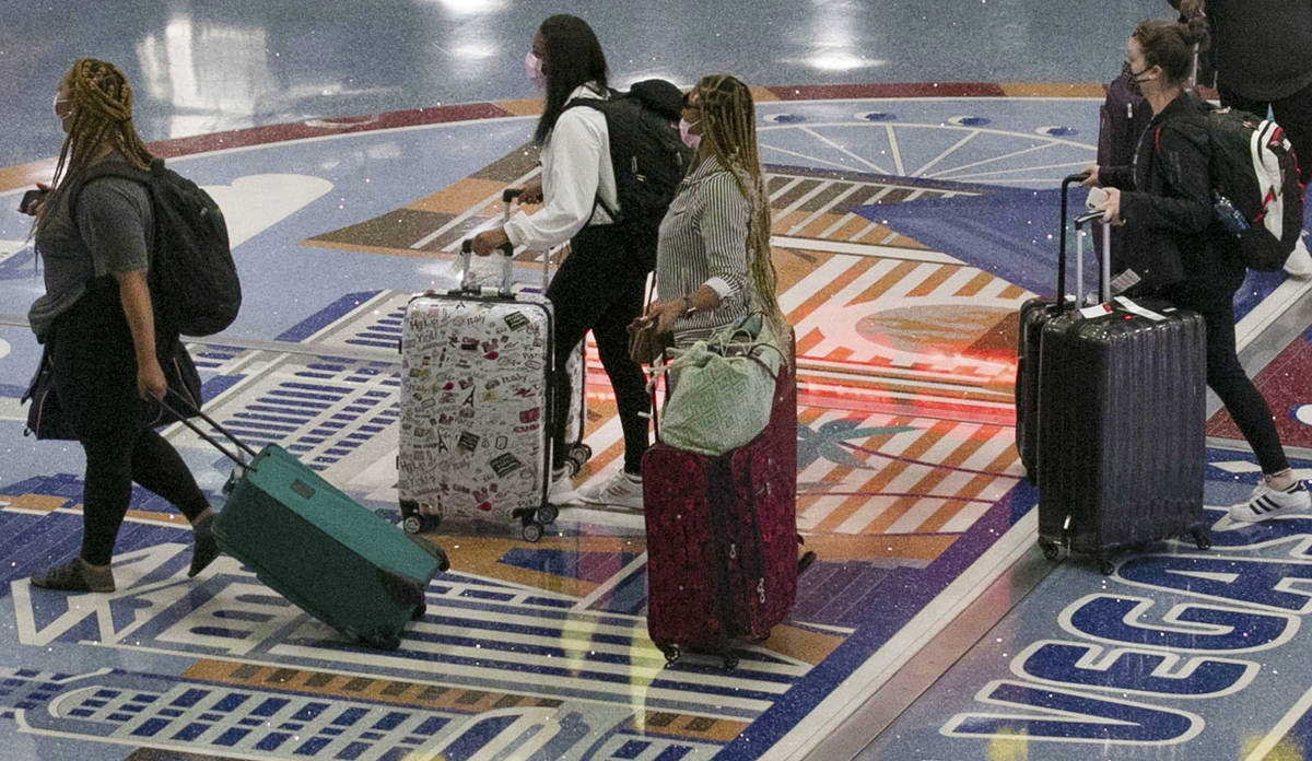 Arriving passengers at McCarran International Airport on Thursday, June 4, 2020, in Las Vegas. ...