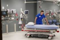 Manager Kevin Scott in a room designed for resuscitation at Valley Health System's new freestan ...