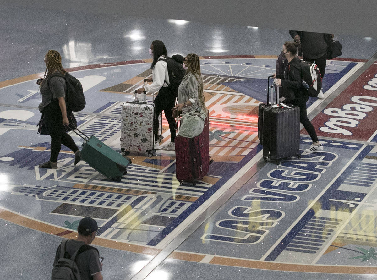 Arriving passengers at McCarran International Airport on Thursday, June 4, 2020, in Las Vegas. ...