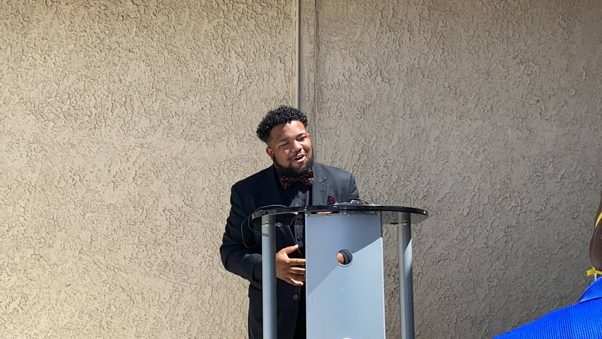 Antonio Bowen, Chairman of the Soul City WiFi project, speaking at a press conference Friday mo ...