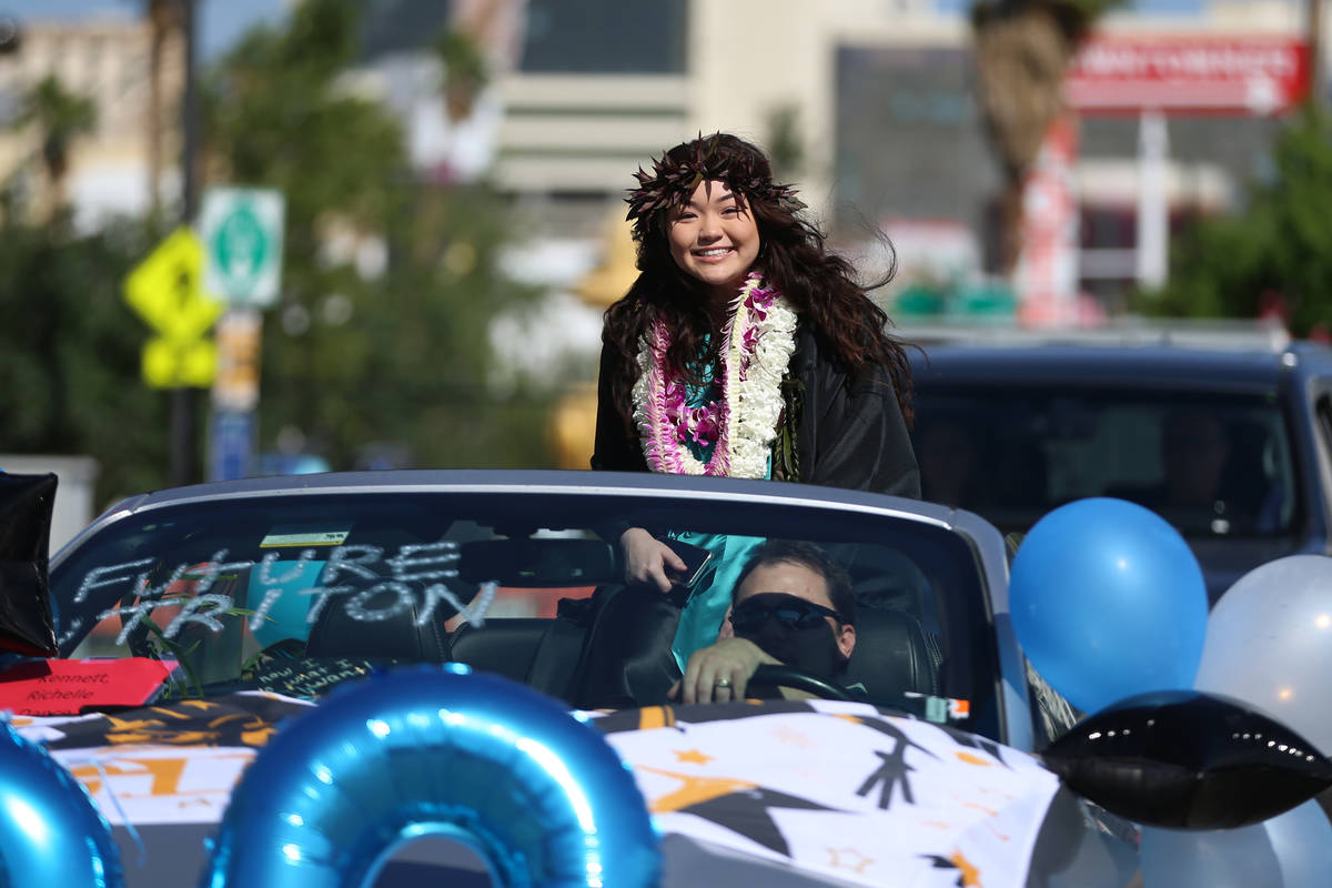 Senior Richelle Kennett, 17, gets ready for her drive-through graduation ceremony at Las Vegas ...