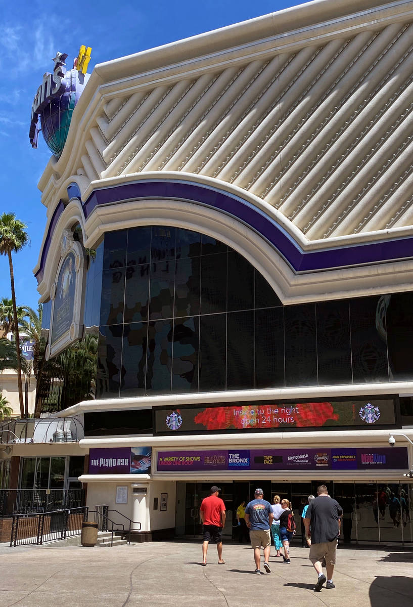 Guests arrive as the doors at Harrah's are open for business again following the coronavirus pa ...