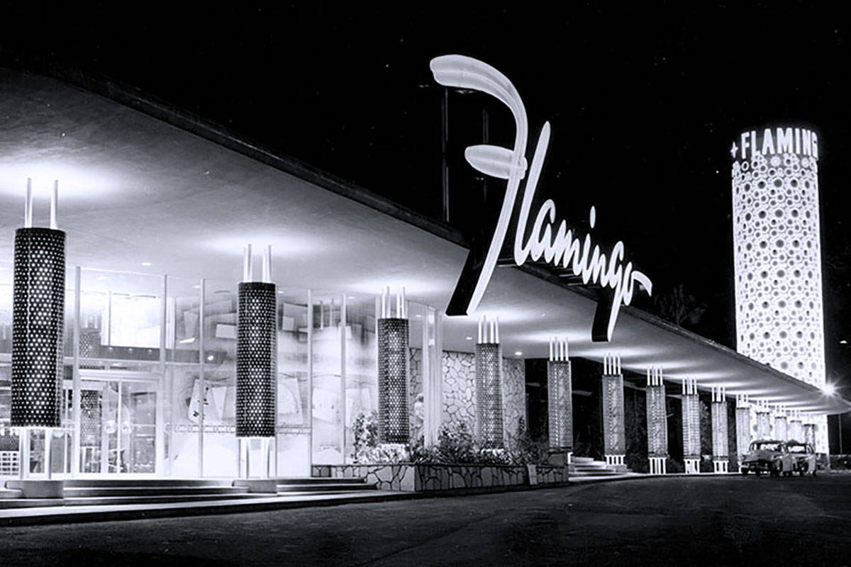 The Flamingo hotel as it appeared in the 1950s (Courtesy Nevada State Museum)