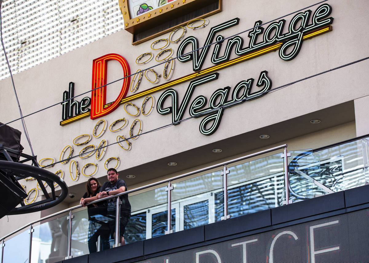 People take in the sights from the D Las Vegas at the Fremont Street Experience in downtown Las ...