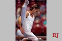 FILE - In this June 6, 1991, file photo, Kurt Thomas, 35, competes on the pommel horse at the U ...