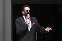 Wayne Newton speaks during the reopening of Caesars Palace and the Flamingo on June 4, 2020. (D ...