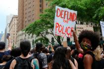 Protesters march Saturday, June 6, 2020, in New York. Demonstrations continue across the United ...