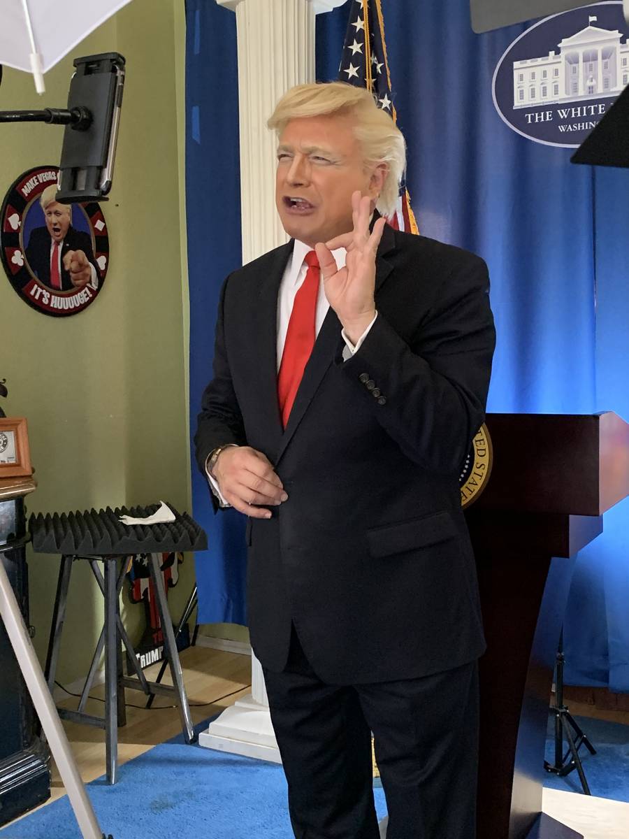 John Di Domenico portrays Donald Trump in a Cameo appearance on Friday, May 1, 2020. (Michele R ...