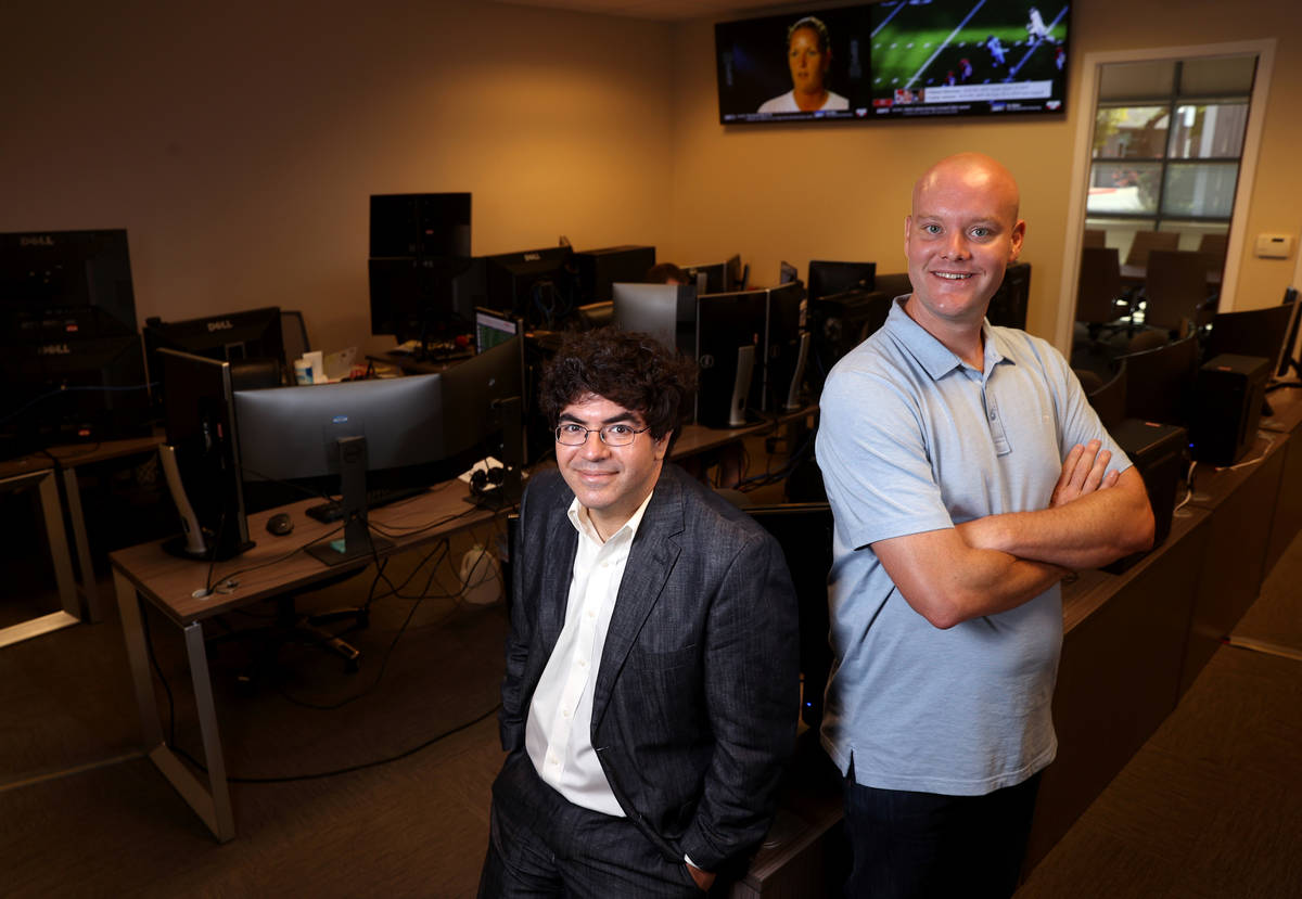 Ed Miller, left, and Matthew Davidow, co-founders of in-play betting company Deck Prism Sports, ...