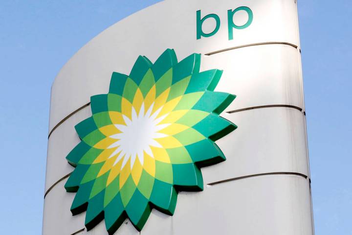 FILE - This Tuesday, Aug. 1, 2017 file photo shows the BP logo at a petrol station in London. E ...