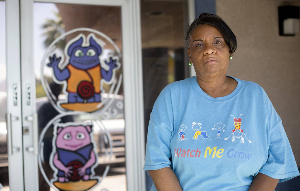 Kim Morgan-Smith stands in front of Watch Me Grow, the day care center where she works, on Frid ...