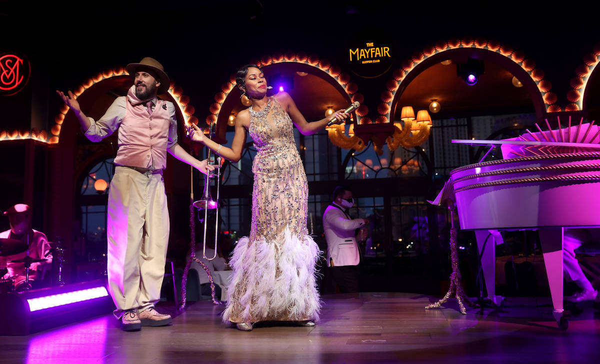 LaShonda Reese and Jean-Francois Thibeault perform at The Mayfair Supper Club at the Bellagio o ...