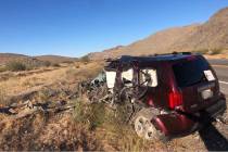 A Honda Pilot involved in a fatal crash on U.S. Highway 95 on Wednesday, June 10, 2020. (Nevada ...