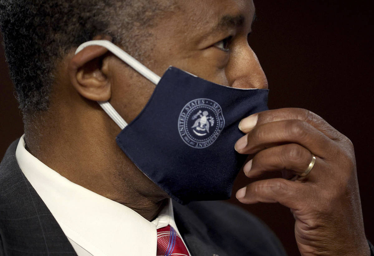 Housing and Urban Development Secretary Ben Carson arrives to testify before a Senate Banking, ...