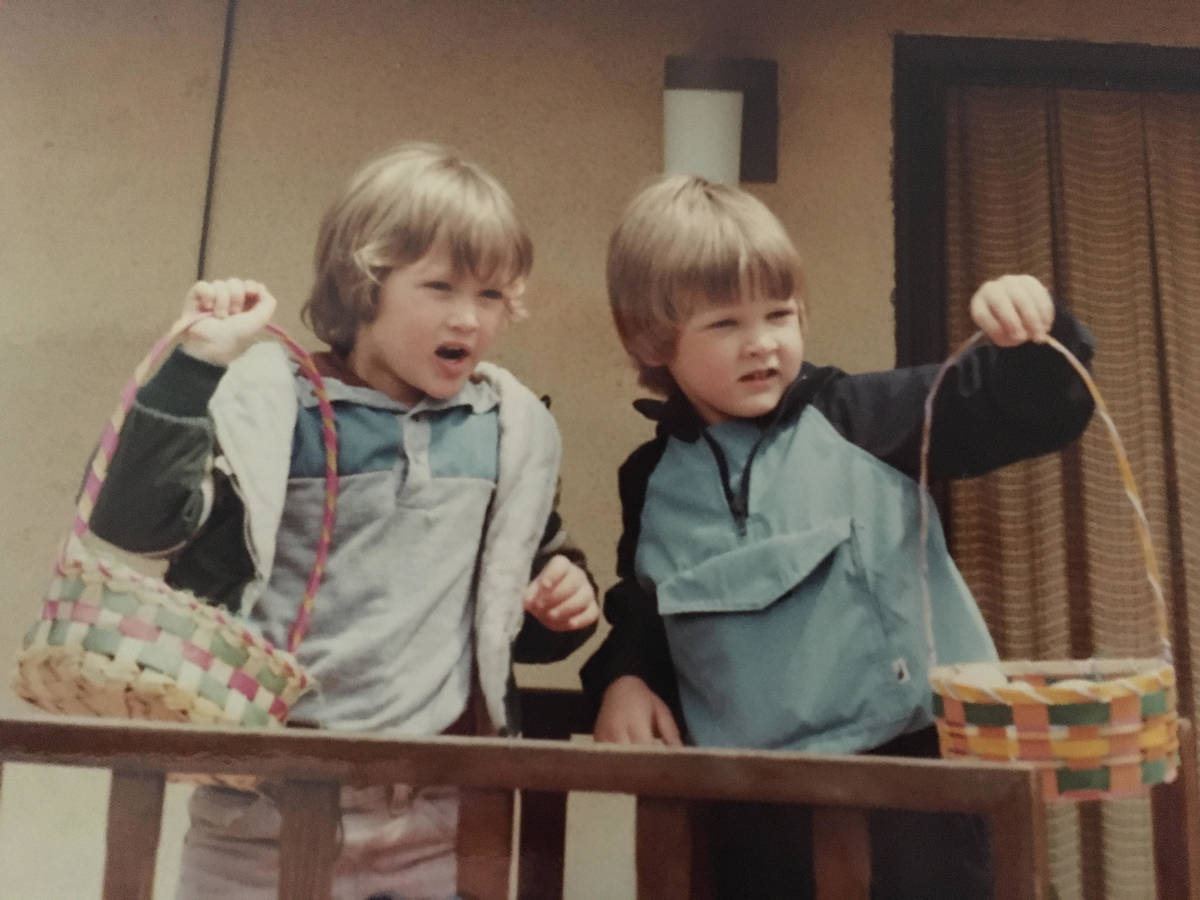 Geoffrey Going, left, poses with his best friend, Kurt Anderson, during an Easter celebration i ...