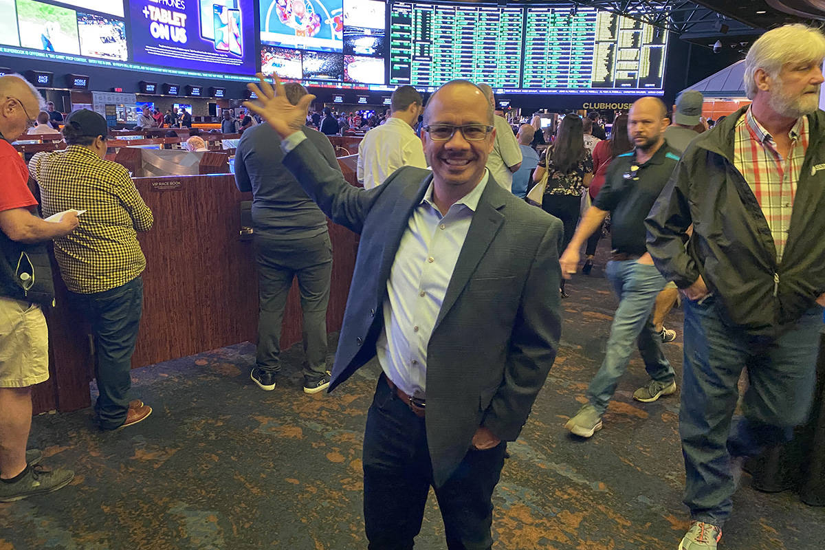 Westgate sportsbook vice president Jay Kornegay is shown at the Superbook on before Super Bowl ...