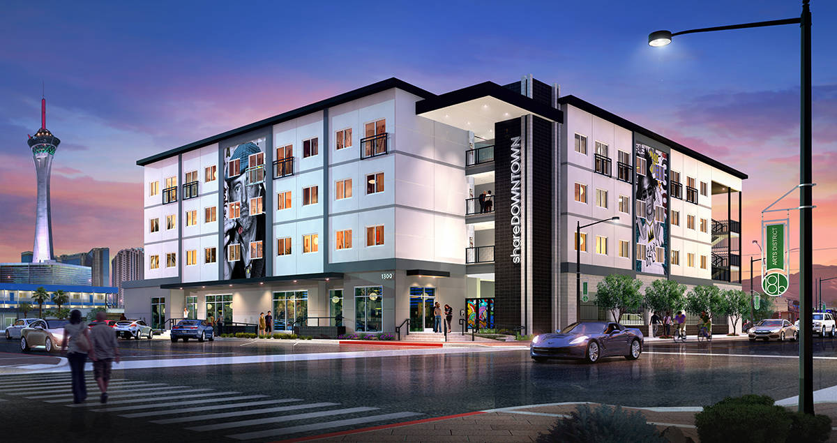 Downtown Las Vegas apartment complex, shareDOWNTOWN, will begin to lease its first units this m ...