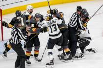 The Golden Knights and Los Angeles Kings get into a scuffle during the second period of Game 1 ...