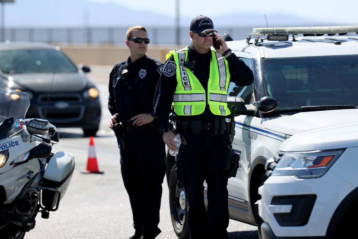 North Las Vegas Police close Donovan Way south of Craig Road while they investigate a shooting ...