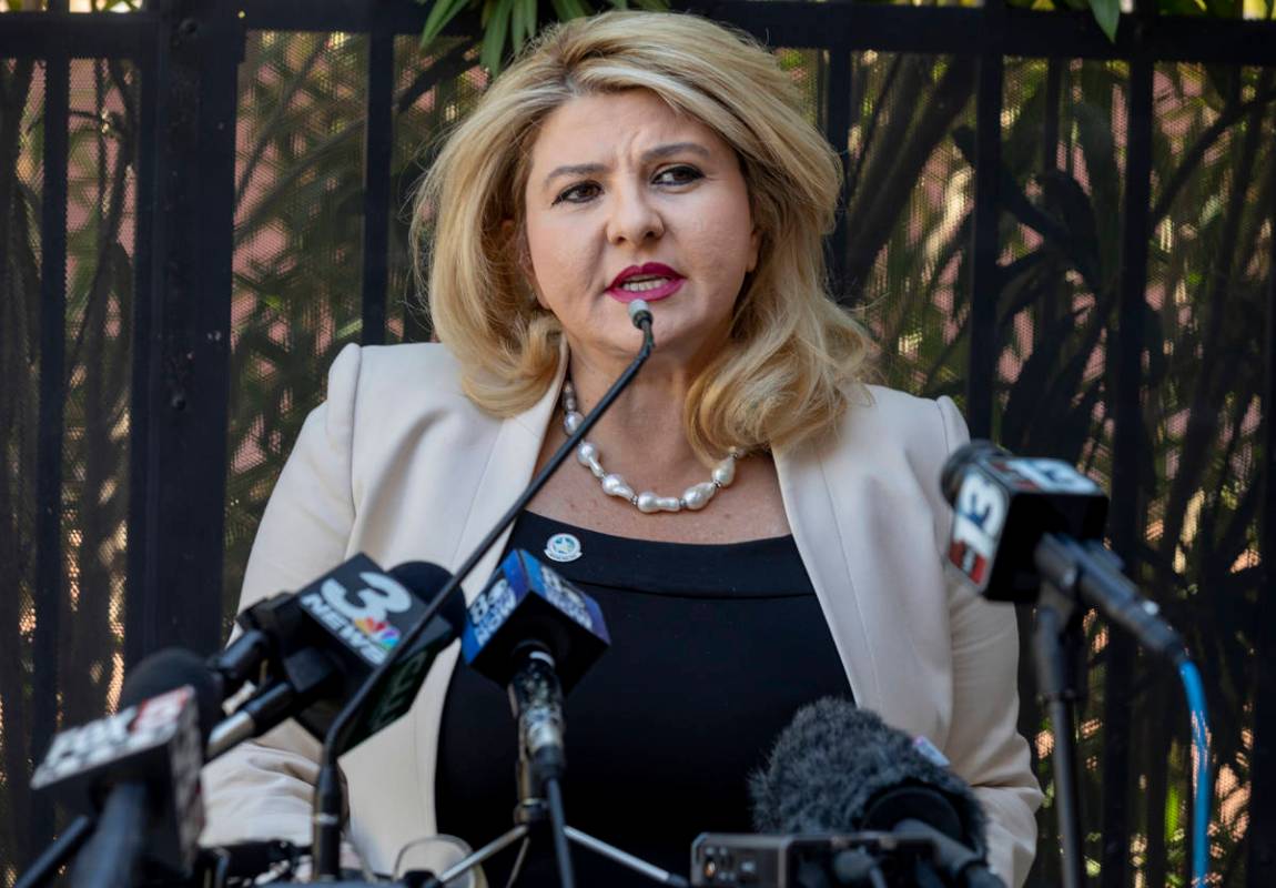 Las Vegas Councilwoman Michele Fiore holds a news conference at her home in Las Vegas on Thursd ...