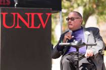 Sam Lieberman speaks during a presidential debate pep rally at UNLV in Las Vegas inn 2016. (Las ...