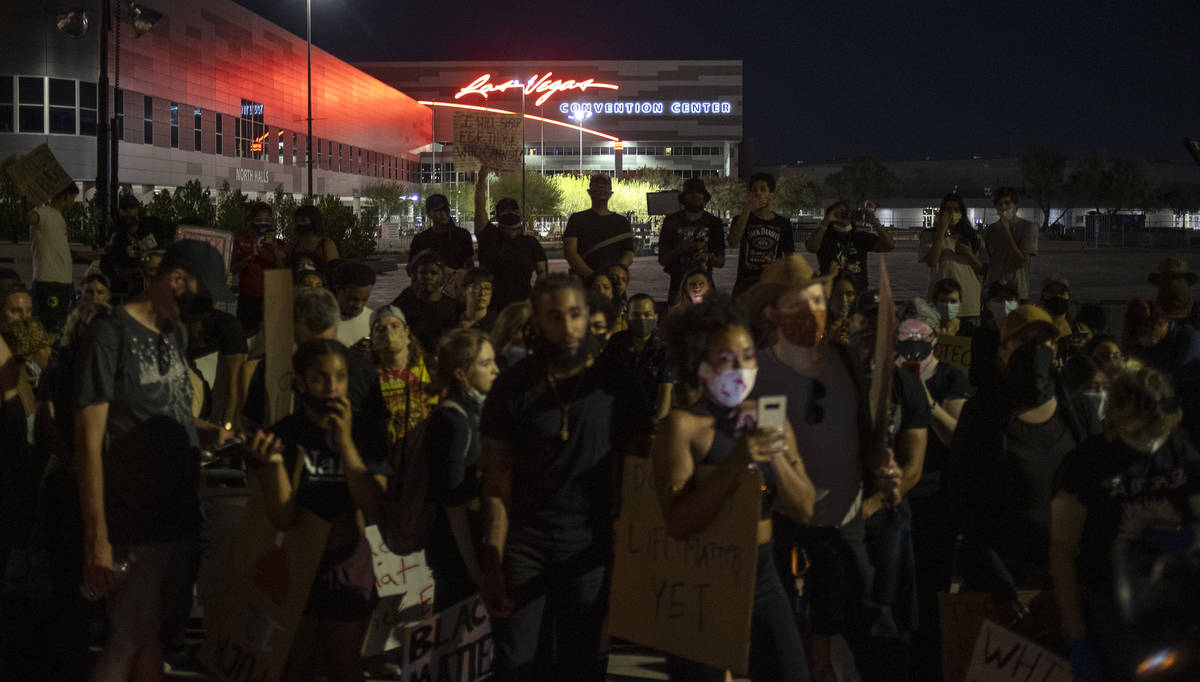 A protest against police brutality reached the Las Vegas Convention Center, organizers' final d ...