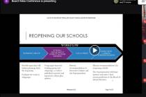 Clark County school officials discussed the reopening of schools during a meeting Thursday, Jun ...