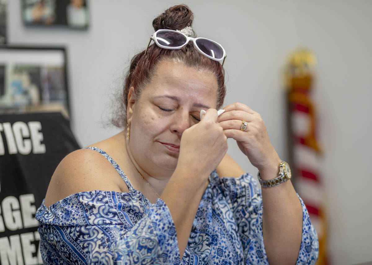 Jeanne Llera, mother of Jorge Gomez, who was fatally shot June 1, 2020, by Las Vegas police dur ...