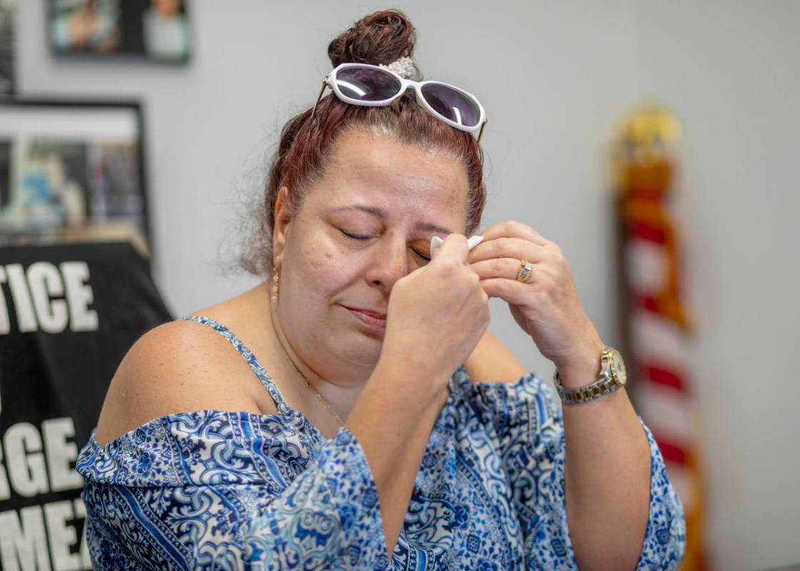 Jeanne Llera, mother of Jorge Gomez, who was fatally shot June 1, 2020, by Las Vegas police dur ...