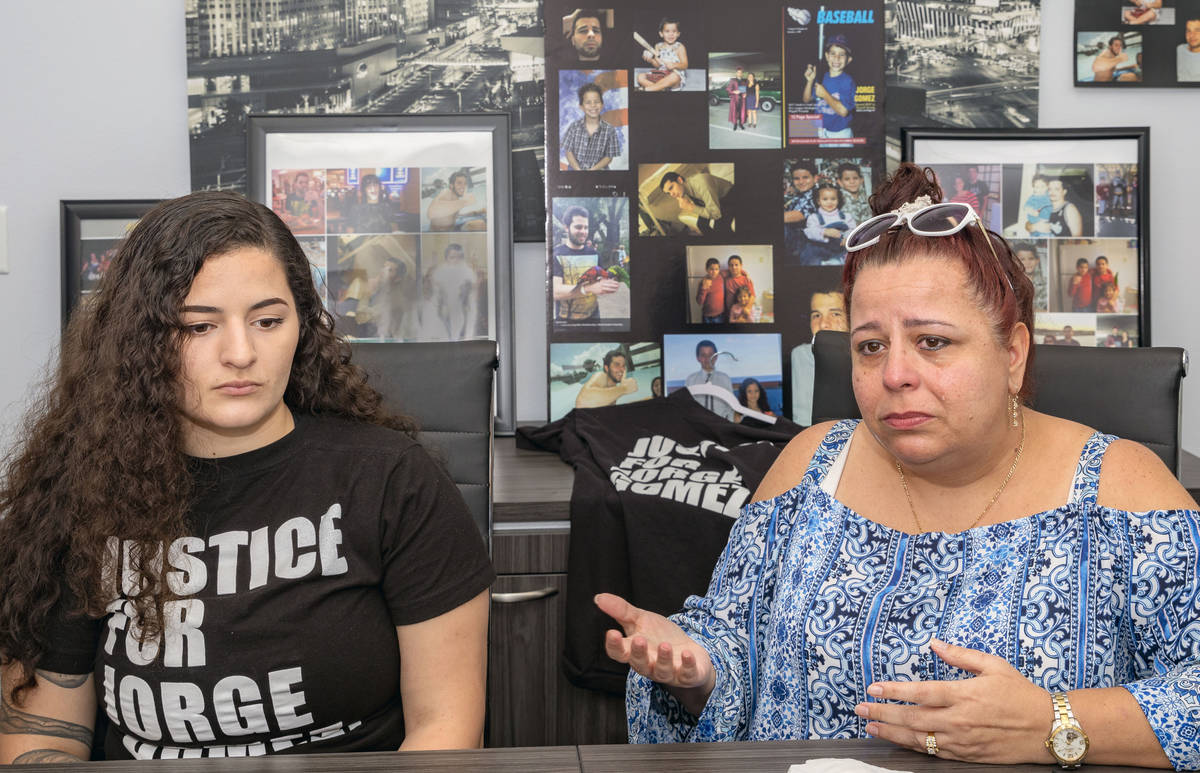 Jazmine Gomez left, and Jeanne Llera, daughter and mother of Jorge Gomez, who was fatally shot ...