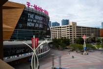 A near-empty Toshiba Plaza and T-Mobile Arena after the Pac-12 men's and women's basketball tou ...