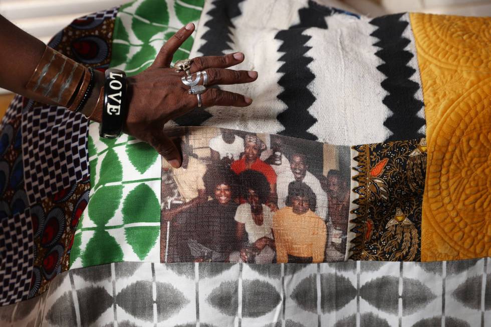 Erica Vital-Lazare, a college professor and artist, shows a quilt she made titled, "Jubila ...