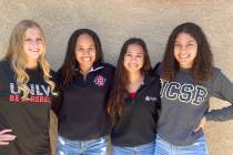 UNLV sophomore swimmer Jacklyn Scheberies poses for a photo with lifelong friends (from left to ...
