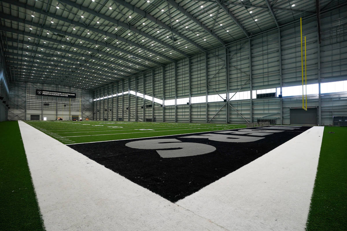 The field house at the Raiders' Intermountain Healthcare Performance Center has a 110-foot high ...