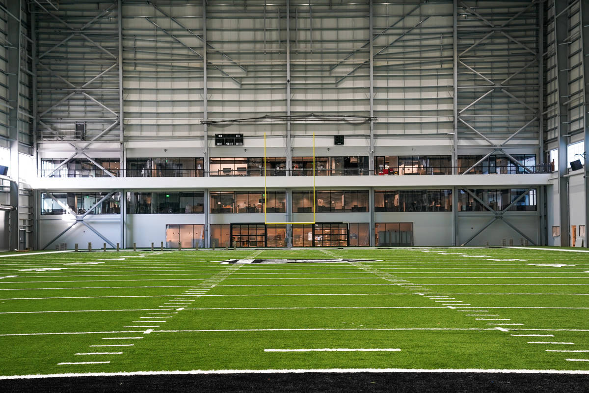 The indoor field house at the Raiders' Intermountain Healthcare Performance Center in Henderson ...