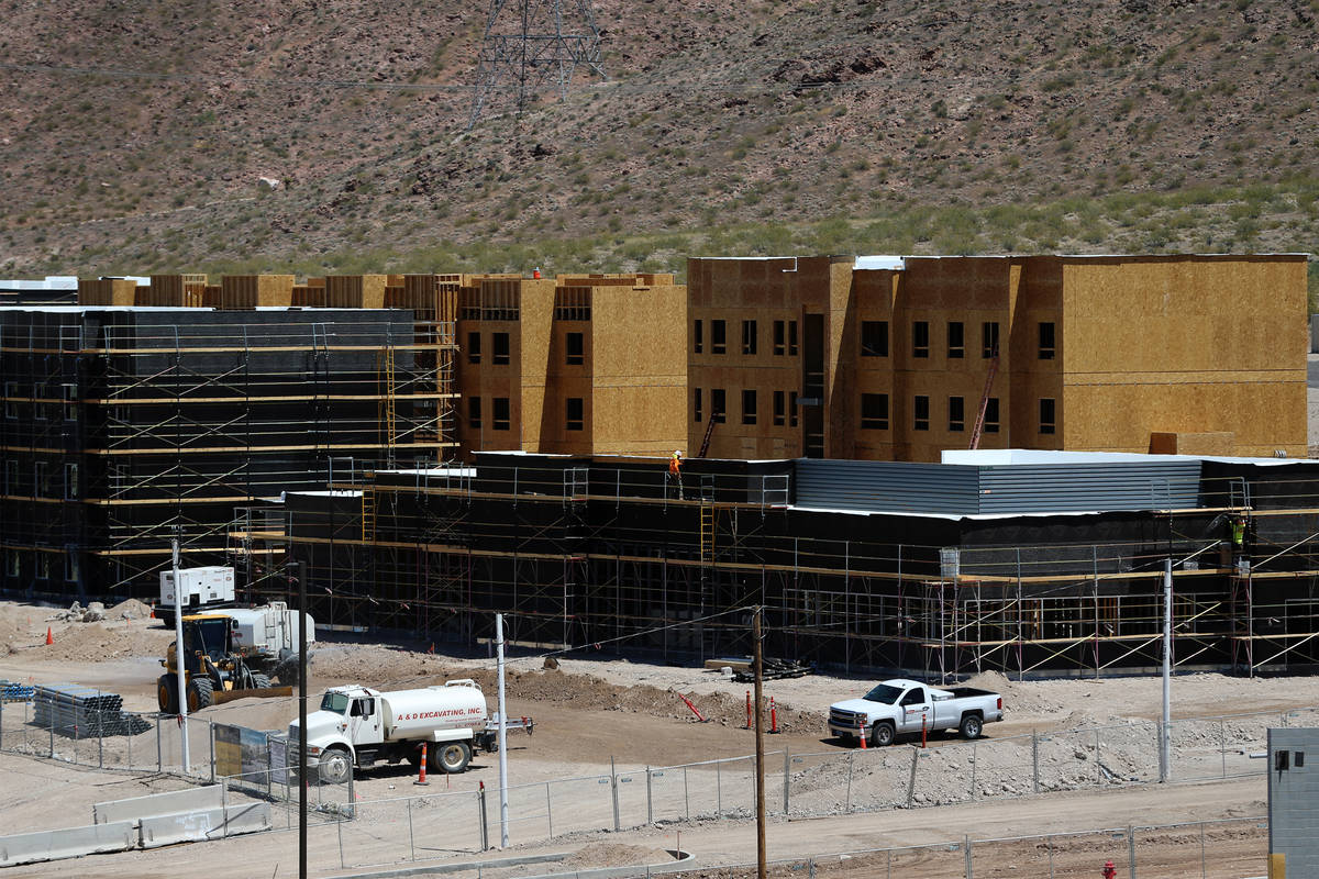 Construction of the first on-campus student housing at Nevada State College in Henderson, Thurs ...