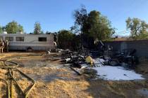 A fire in the 5400 block of Hickman Avenue in Las Vegas has fire officials warning of the dange ...