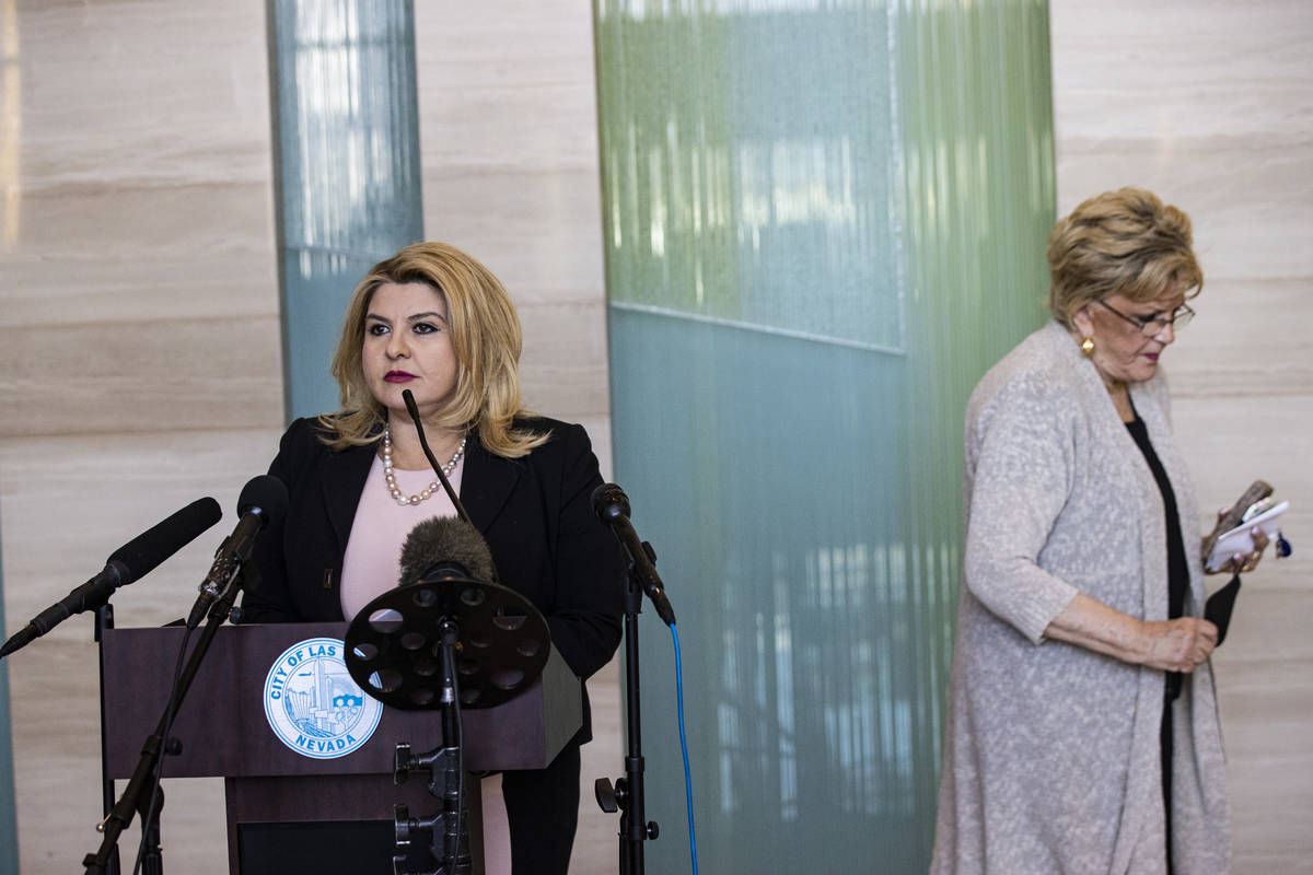 Las Vegas City Councilwoman Michele Fiore responds to questions that she is stepping down as ma ...