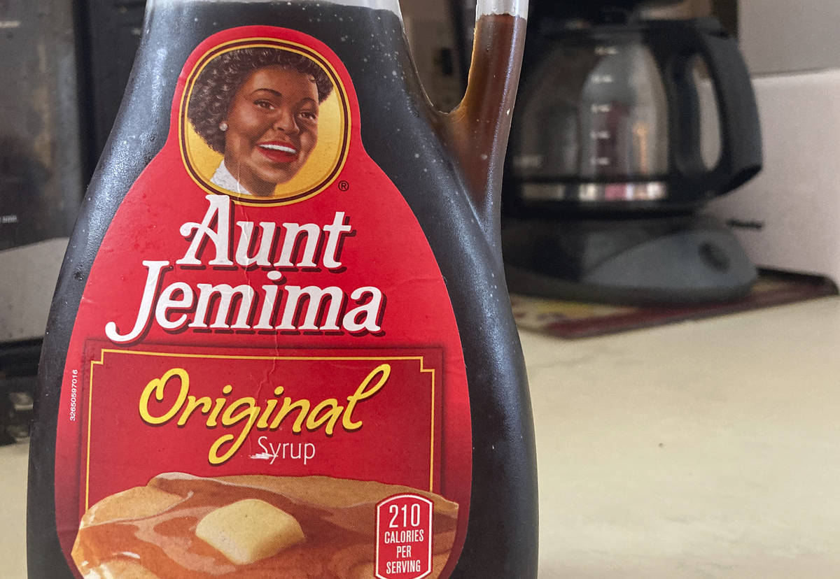 A bottle of Aunt Jemima syrup sits on a counter, Wednesday, June 17, 2020 in White Plains, N.Y. ...