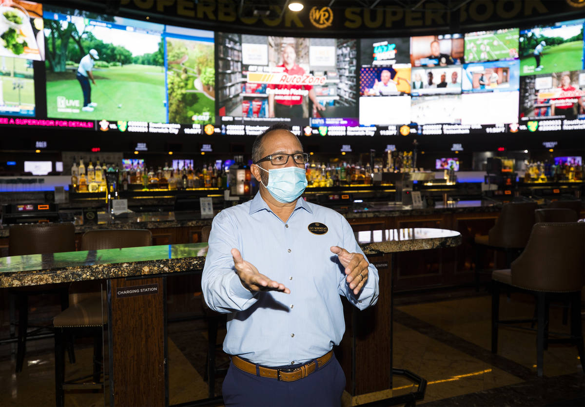 Jay Kornegay, vice president of Westgate Sportsbook, talks to the Review-Journal at the Westgat ...