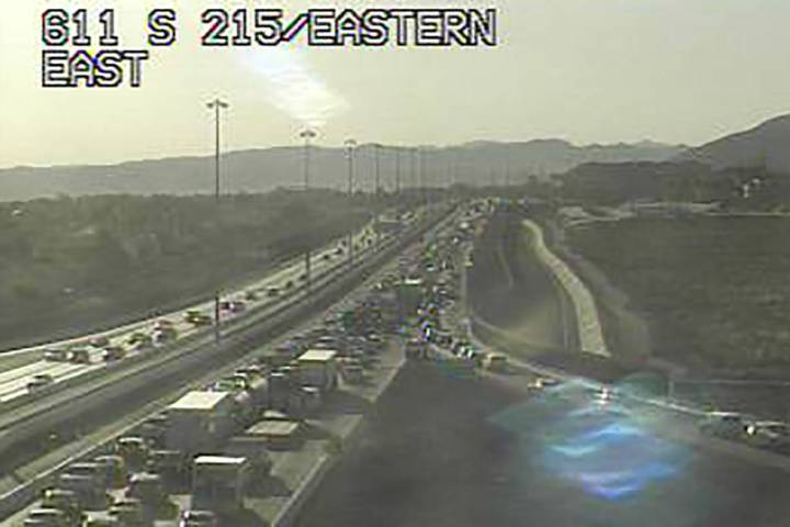 Traffic is heavy at Eastern and the 215 Beltway in Henderson after a closure near Pecos Road fo ...