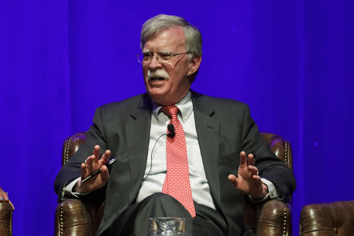 In this Feb. 19, 2020, file photo, former national security adviser John Bolton takes part in a ...